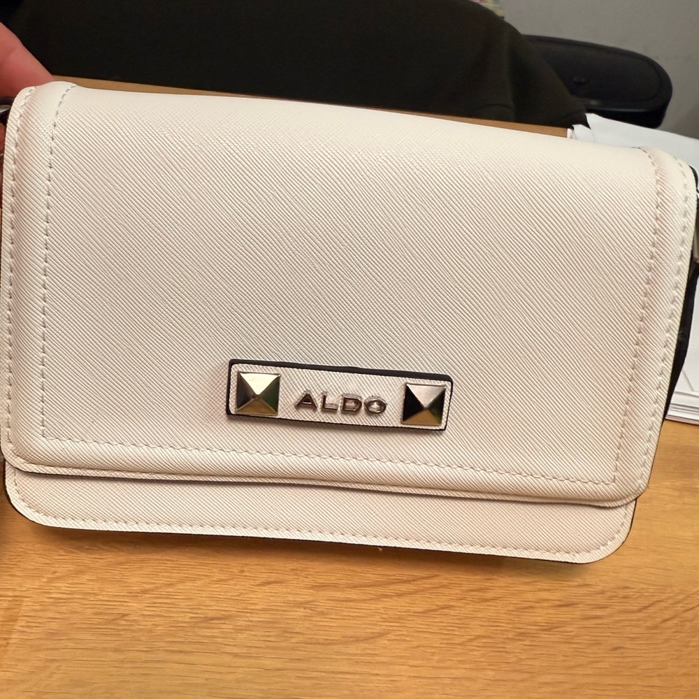 Aldo Cream Clutch with Gold Accents